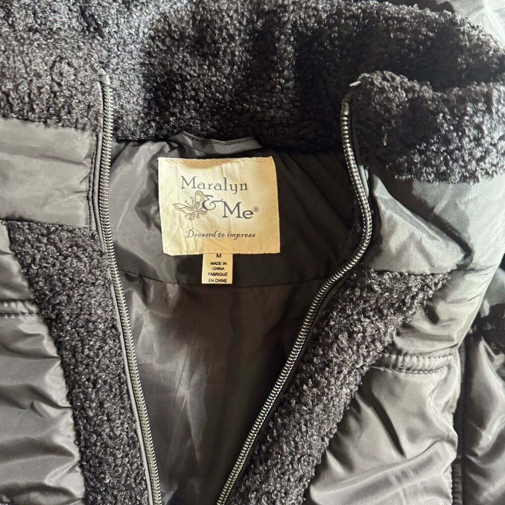 Maralyn & Me Hooded Black Puffer Jacket Quilted Women’s (Junior) Size M - Picture 10 of 16